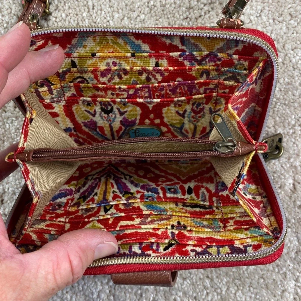Sakroots Artist Circle Crossbody Wallet Multi Color Ikat Geometric Canvas Bag
